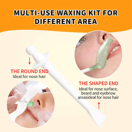 Nose Hair Removal - Wax Kit For Men And Women With 50G, 20 Applicators, 10 Pods, 1 Measuring Cup, 8 Moustache Stencils