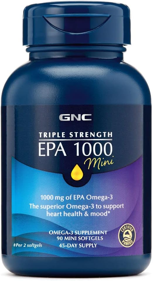 Gnc Triple Strength Epa 1000Mg Mini, 90 Mini Softgels, For Join, Skin, Eye, And Heart Health