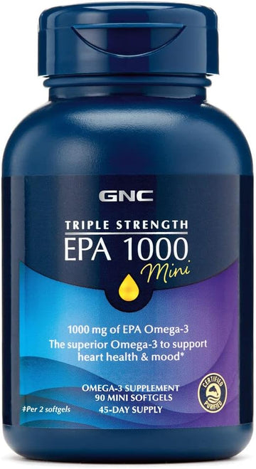 Gnc Triple Strength Epa 1000Mg Mini, 90 Mini Softgels, For Join, Skin, Eye, And Heart Health