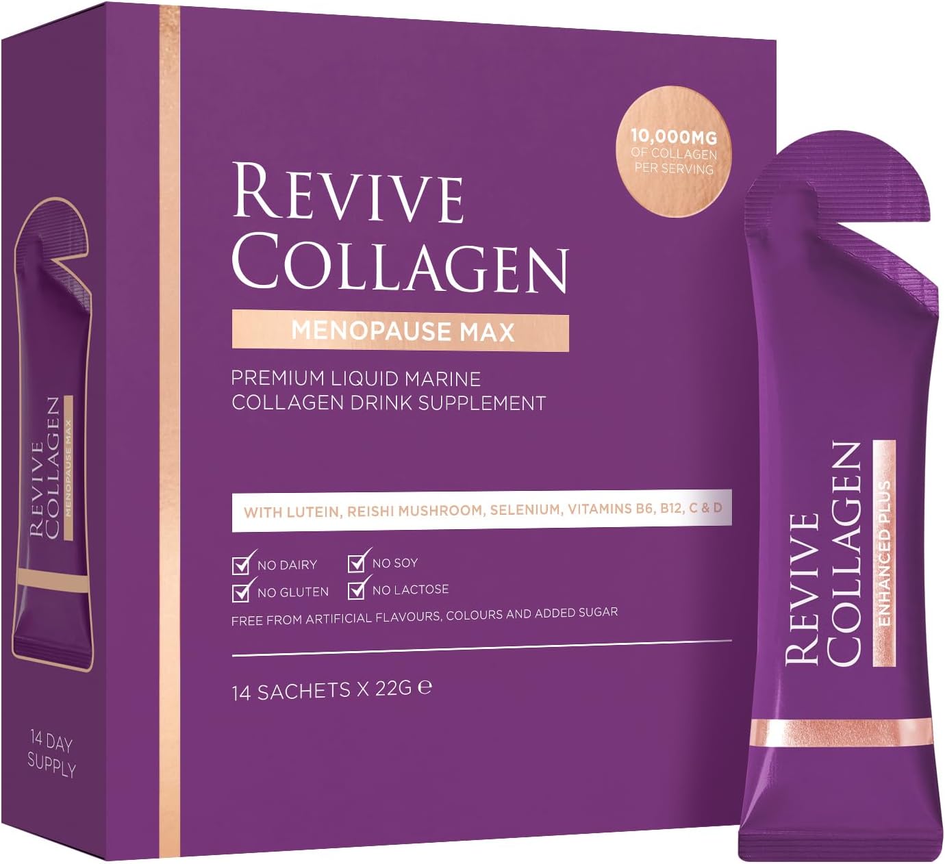 Revive Collagen Premium Menopause Range - Hydrolysed Liquid Marine Collagen Drink (14, Menopause Max)