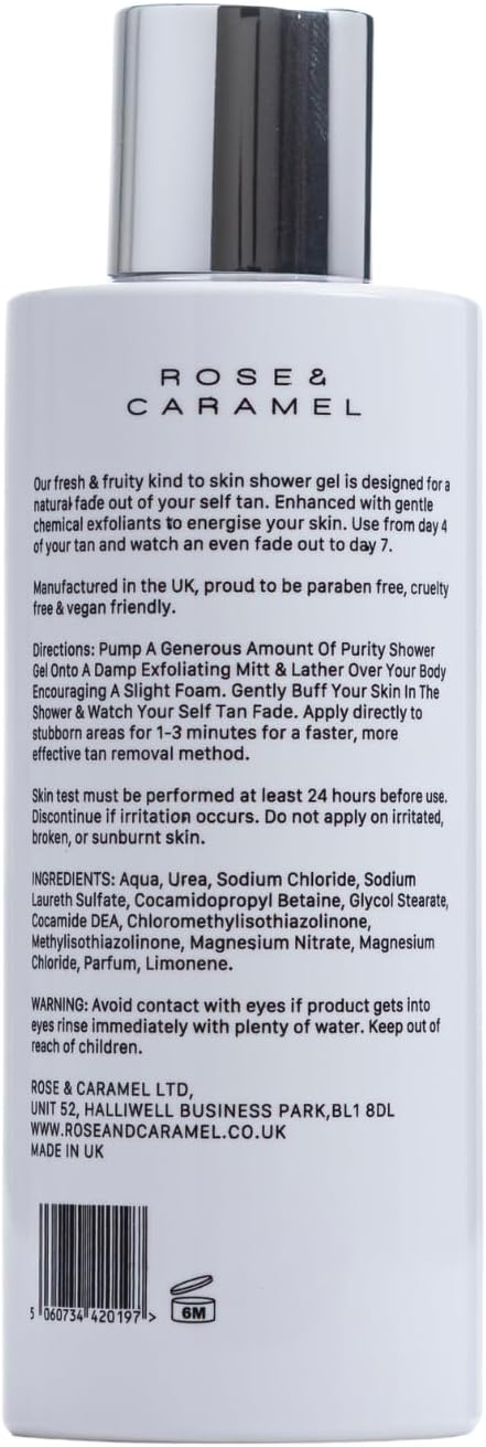 Rose & Caramel Purity Gradual Self Tan Fade Away Shower Gel