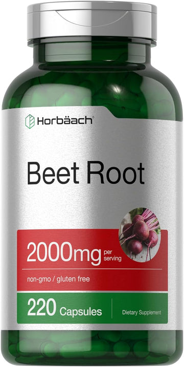 Horbäach Beet Root Powder Capsules | 220 Pills | Herbal Extract | Non-GMO, Gluten Free Supplement