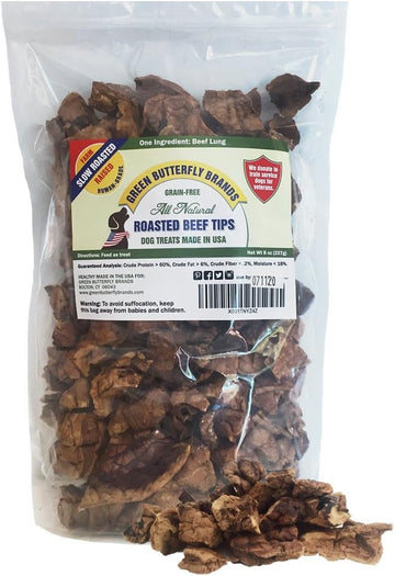 Beef Dog Treats – Made in USA Only – All Natural, Meaty Beef Tips – Premium Slow Roasted American Beef – Grass Fed, Farm Raised – Crunchy, Grain Free Training Treat, 8 Ounces
