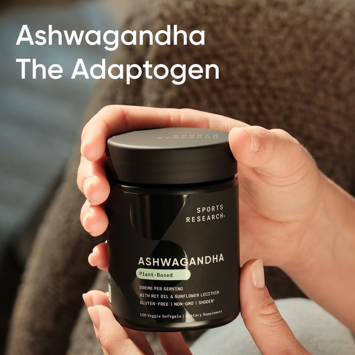 Sports Research® Ashwagandha Softgels with Coconut MCT Oil - Natural Ayurvedic Adaptogen Made with Shoden® Ashwa for Relaxation, Calm & Sleep Support - Gluten Free & Vegan Friendly - 120 Count : Health & Household