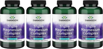 Swanson Triple Magnesium Complex - Mineral Supplement - Natural Support - Featuring Citrate, Oxide '&' Aspartate - (300 Capsules, 400Mg Each) 4 Pack