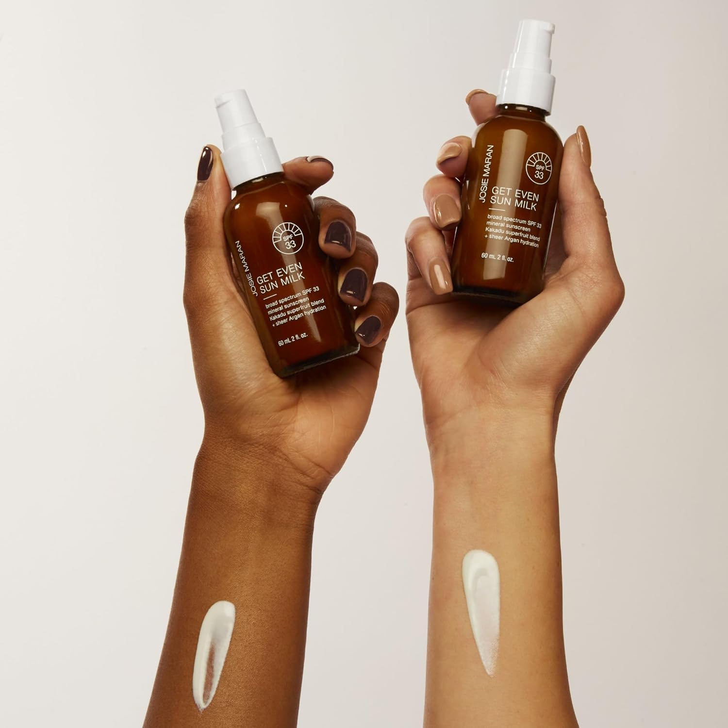 Josie Maran Get Even Sun Milk - Lightweight Mineral Sunscreen and Facial Moisturizer with SPF 33 - Infused with Argan Oil, Zinc Oxide & Kakadu Plum - Instantly Hydrates + Boosts Radiance (2oz) : Beauty & Personal Care