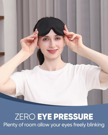 Mzoo Sleep Eye Mask For Side Sleeper Men Women, Zero Eye Pressure 3D Sleeping Mask, Light Blocking Patented Design Night Blindfold, Soft Eye Shade Cover For Travel, Black