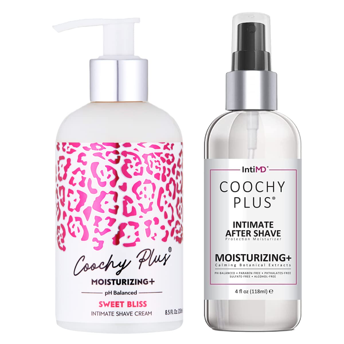 Coochy Plus Intimate Shaving Complete Kit - Sweet Bliss & Organic After Shave Protection Soothing Moisturizer Mist – Antioxidant Formula Prevents Razor Burns, Itchiness & Ingrown Hairs