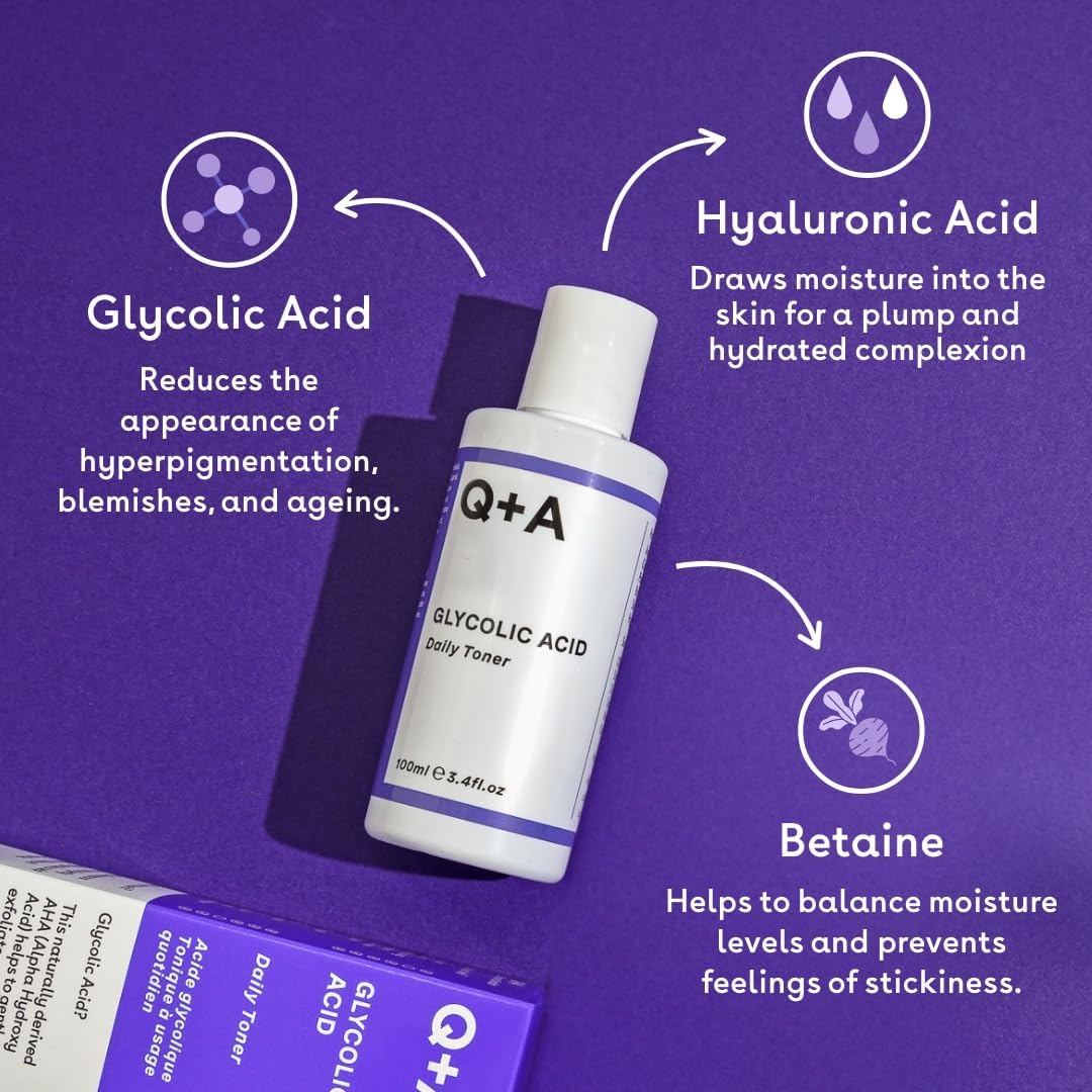 Q+A Glycolic Acid Daily Face Toner (100ml), Hydrating Toner for Face with Glycolic for Smooth Skin, Refines Pores & Evens Skin Tone, Fragrance Free, Alcohol Free, Vegan & Cruelty Free Skincare : Amazon.co.uk: Beauty