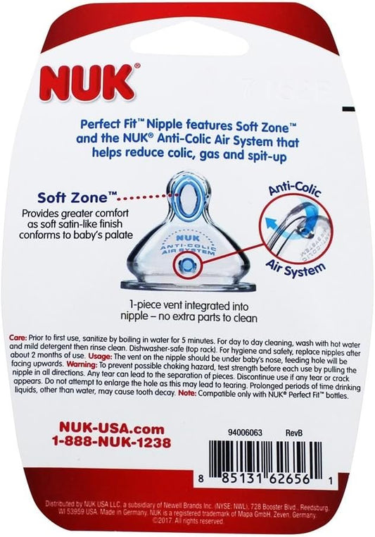 NUK 0+ Months Orthodontic Medium Flow Silicone Nipples 2 ct