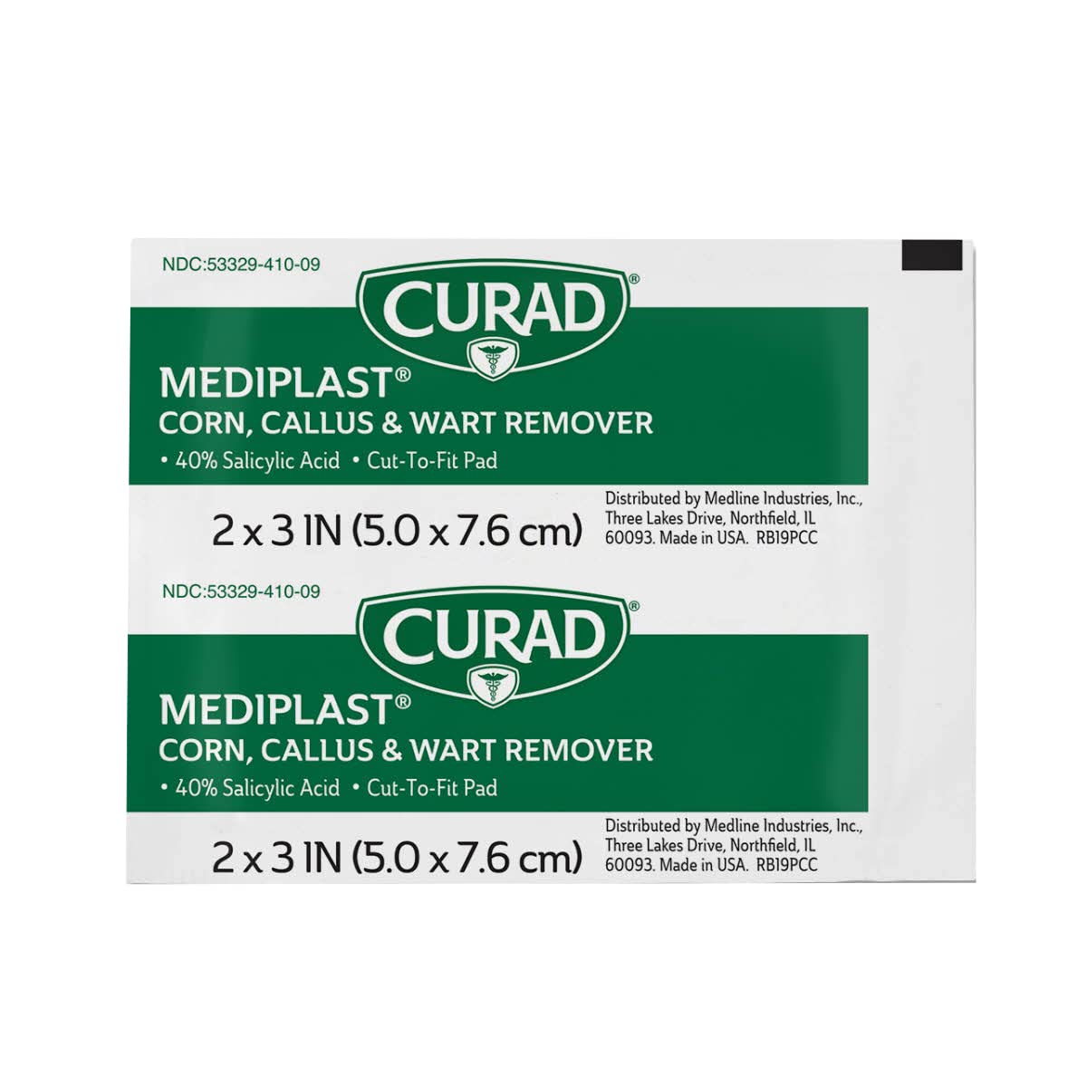 Curad - Cur01496 Mediplast (25 Pads) Corn, Callus, & Wart Remover, 40% Salicylic Acid Pads For Topical Removal Of Corns, Callus, Or Plantar Warts : Health & Household