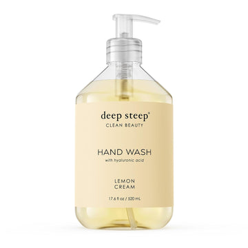Deep Steep Liquid Hand Wash, Lemon Cream, 17.6 Oz – Moisturizing Cleanser With Olive Oil, Aloe Vera, Glycerin & Hyaluronic Acid – Vegan, Clean Beauty, Soft & Nourished Hands