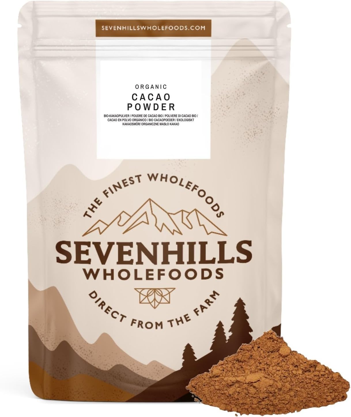 Sevenhills Wholefoods Organic Cacao/Cocoa Powder 500G | Natural Source Of Potassium & Manganese | Pure & Vegan For Hot Chocolate, Smoothies & Baking | Unsweetened & Non-Alkalised | Gmo Free