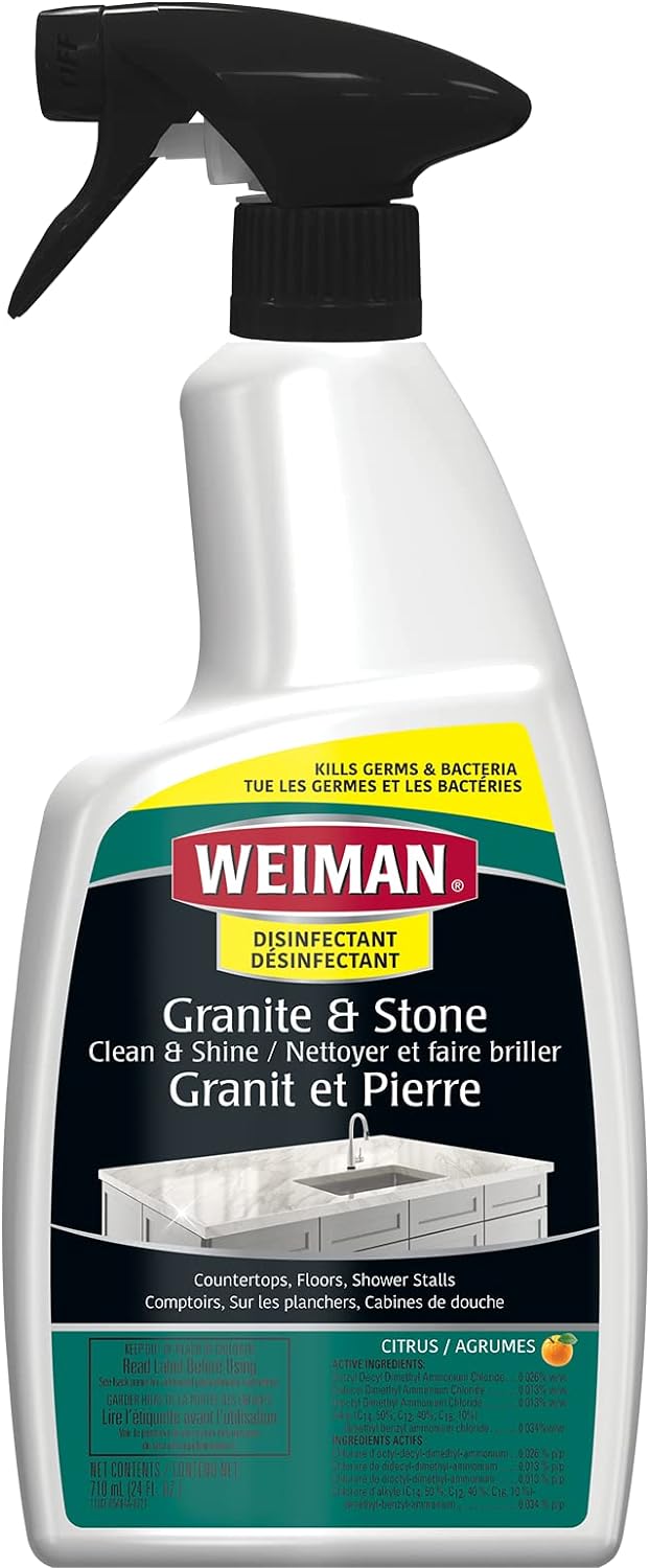 Weiman Granite Cleaner For Granite Marble Soapstone Quartz Quartzite Slate Limestone Corian Laminate Tile Countertop and More, 24 FL Oz