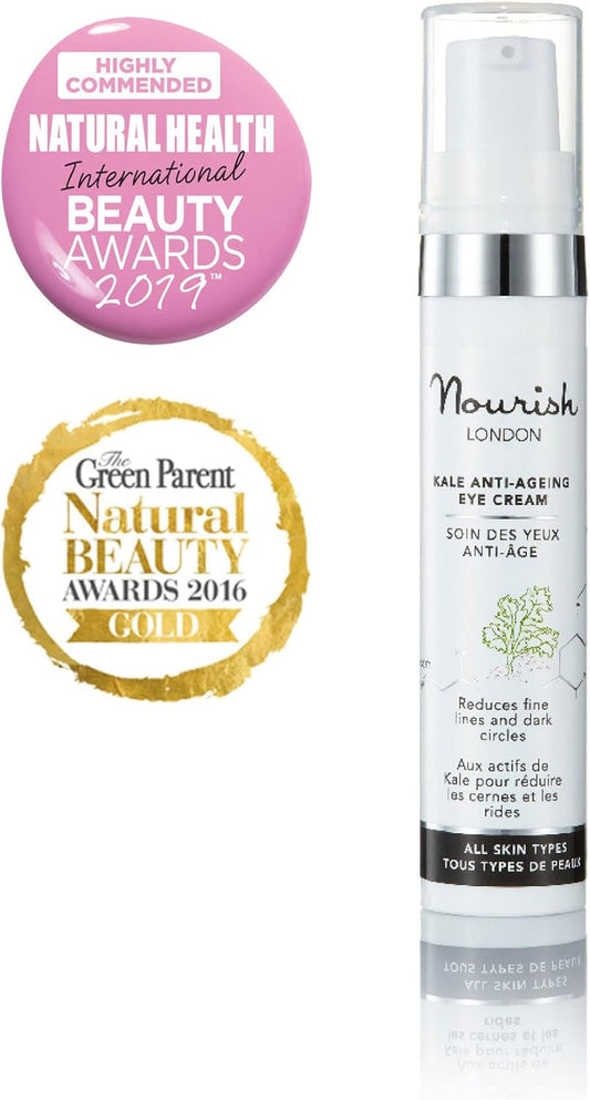 Nourish London Kale Anti-Ageing Eye Cream 10Ml | Reduces Dark Circles & Puffiness | Maqui Berry & Pomegranate Enzymes | 100% Vegan | Fragrance-Free | Cruelty-Free | Multi Award Winning