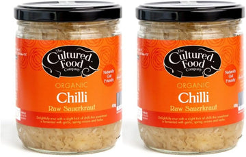 The Cultured Food Company Chilli & Dill Sauerkraut 400G Jar X 2 - Organic Sauerkraut, Raw & Unpasteurised - Probiotic - Gut Healthy - Traditionally Fermented - No Preservatives - Vegan