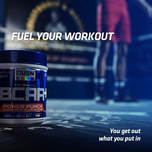 Usn Power Punch Bcaa Amino Acids Powder, Tangerine Flavour - 200G, Vegan Bcaa Powder, Vitamin B6 & No Sugar, Pre Workout Or Intra Workout Energy Drink Mix & Dietary Supplement To Maximise Performance