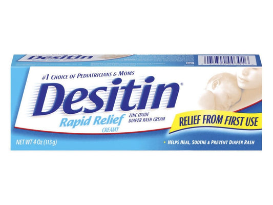 DESITIN Rapid Relief Zinc Oxide Diaper Rash Cream 4 oz ( Pack of 9)