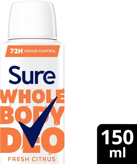 Sure Fresh Citrus Whole Body Deodorant Women'S Deodorant Spray With A Fresh & Airy Fragrance For 72 Hour Odour Control 150 Ml (Pack Of 2)
