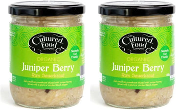 The Cultured Food Co. - Juniper Berry With Lemon And Cracked Black Pepper Sauerkraut 400G Jar X 2 - Organic, Probiotic, Raw & Unpasteurised -Traditionally Fermented -Handmade - No Preservative-Vegan