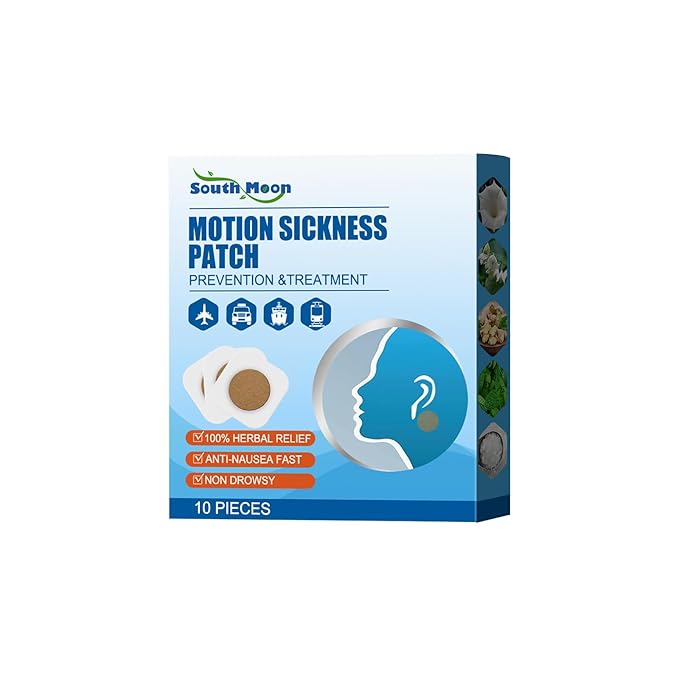 Motion Sickness Stickers for Kids and Adults-Effective Prevention for Car, Sea, Air, and Travel Nausea(10 patches)