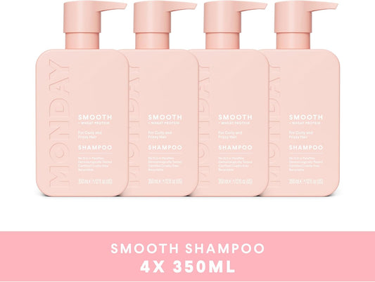 Monday Haircare 4 X 350 Ml Smooth Shampoo With Wheat Protein & Avocado Oil For Frizz-Prone Hair