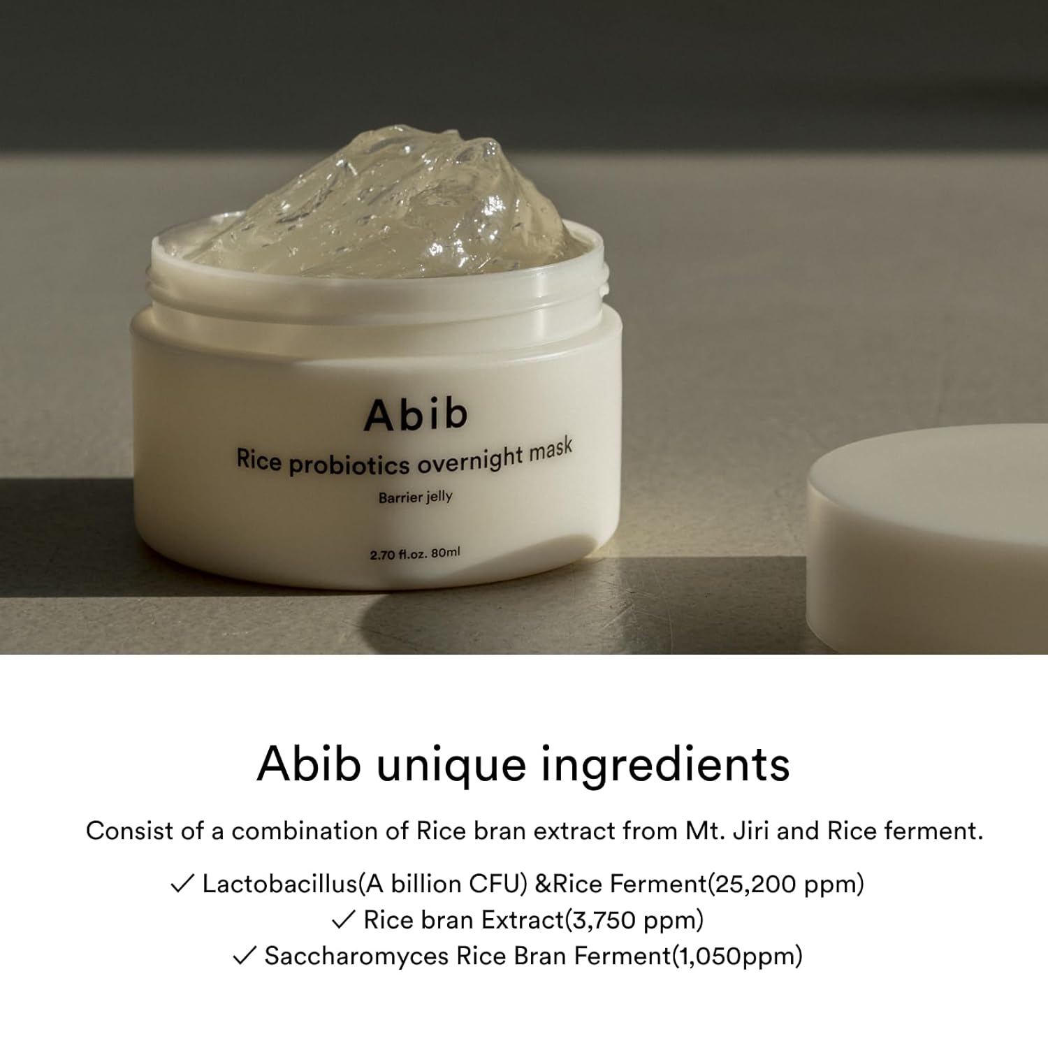 Abib Rice Probiotics Overnight Mask Barrier Jelly 2.71 fl oz I Intensive Hydrating Nourishing for Skin Barrier, Bouncy Skin Texture, Less Stress : Beauty & Personal Care