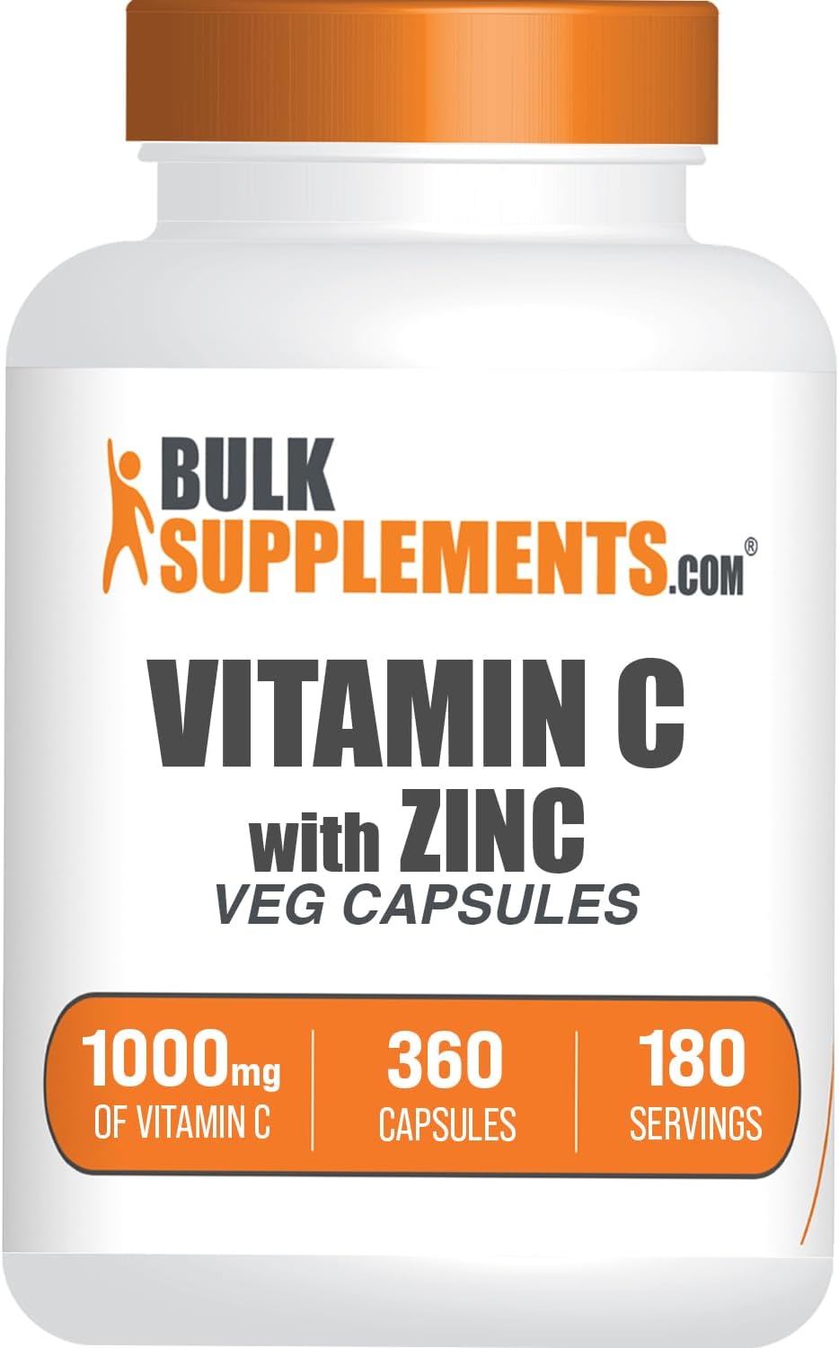 Bulksupplements.Com Vitamin C With Zinc Capsules - Vitamin C 1000Mg & Zinc 15Mg, For Immune Support - Vegan, 2 Capsules Per Serving, 360 Veg Capsules (Pack Of 1)