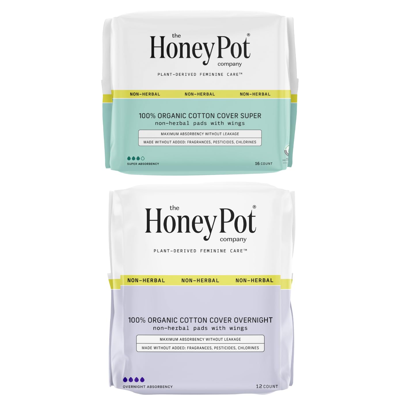 The Honey Pot Company - Pads For Women - Non-Herbal Super & Overnight Pads Bundle - Organic Cotton Cover, & Ultra-Absorbent Pulp Core - Sanitary Pads For Women - Feminine Care - Fsa & Hsa Eligible