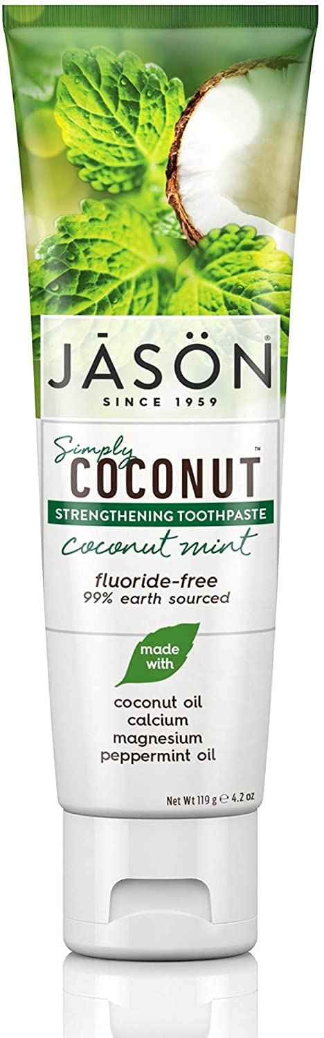 Jason Simply Coconut Strengthening Fluoride-Free Toothpaste, Coconut Mint, 4.2 Oz