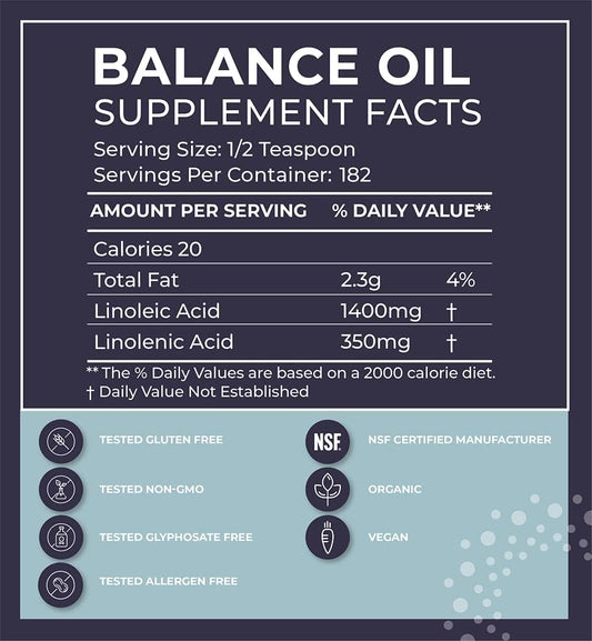 BodyBio Balance Oil - Essential Fatty Acids Omega 3 & 6 - Cold Pressed