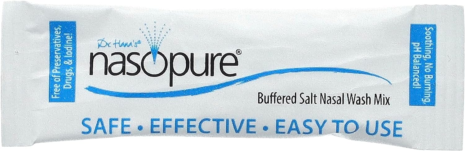 Nasopure Nasal Wash, Value Refill Kit, “The Nicer Neti Pot” Sinus Wash Kit, Comfortable Nasal Rinse 80 Salt Packets (3.75 Grams Each), Nasal Congestion, Cold, Flu, Allergy, Nasal Irrigation System : Health & Household