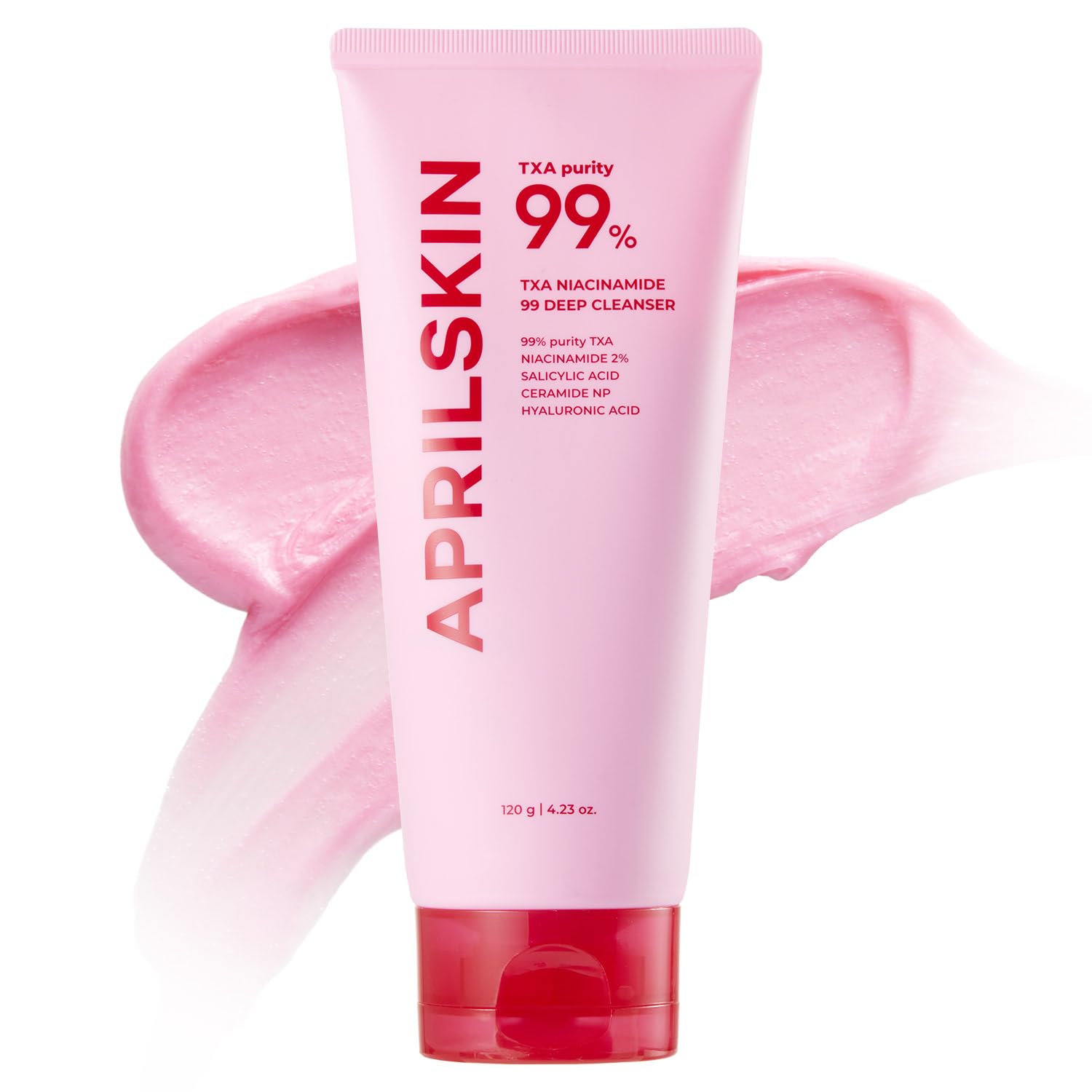 Aprilskin Txa Niacinamide 99 Pore Care Pink Bubble Gum Deep Cleanser | 99% High-Purity Txa+Niacinamide | All-In-One Cleanser: Deep Cleansing, Blackhead Care, Pore Care, Moisturizing | 4.23 Fl.Oz