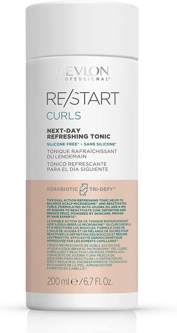 Revlon Professional Professional Re/Start Curls Next-Day Refreshing Tonic Hair Treatment To Revive Dull (200Ml) Frizz Control, Silicone Free, Unisex, White