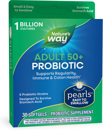 Nature'S Way Adults 50+ Probiotic Pearls, Supports Regularity, Immune And Colon Health*, 1 Billion Cultures, No Refrigeration Required, 30 Softgels (Packaging May Vary)