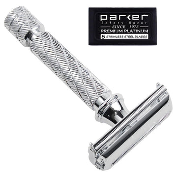 Parker 87R Compact Butterfly Safety Razor – Short Handle Twist-To-Open Brass Frame With Textured Grip For Precision Wet Shaving