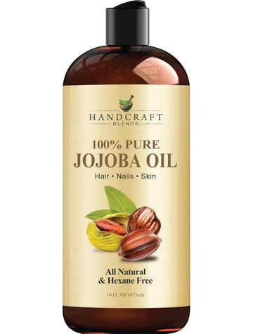Handcraft Blends Jojoba Oil - 16 Fl Oz - 100% Pure And Natural - Premium Grade Oil For Skin And Hair - Anti-Aging Oil - Cold-Pressed And Hexane-Free