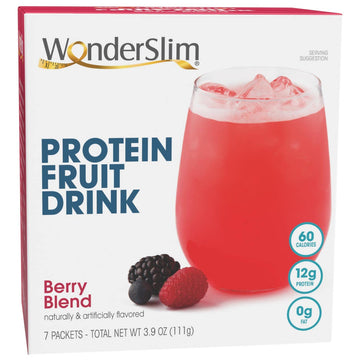 Wonderslim Protein Fruit Drink, Berry Blend, No Fat, Gluten Free, Keto Friendly & Low Carb (7Ct)