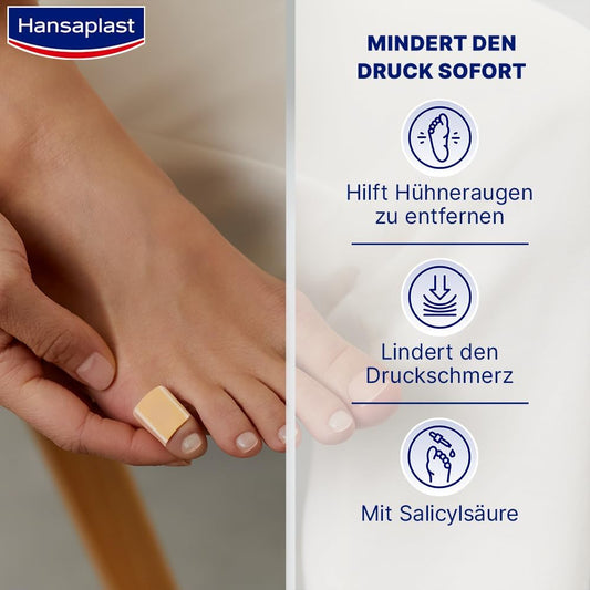 Hansaplast Corns Plasters Pack Of 1 (1 X 8 Pieces), Adhesive Plaster For Removing Corns, Pain Relieving Foot Plasters With Secure Hold