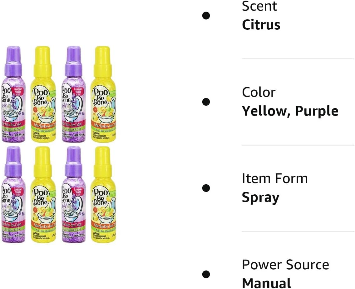 Set of 8 Stinky Bowl Spray 1.85oz - Before You Go Toilet Bathroom Deodorizer - Features Fresh Citrus Scent and Lavender Scent! : Home & Kitchen