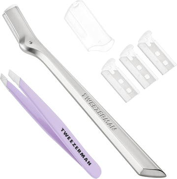 Tweezerman Exclusive Eyebrow Razor & Lavender Mini Slant Tweezer Set