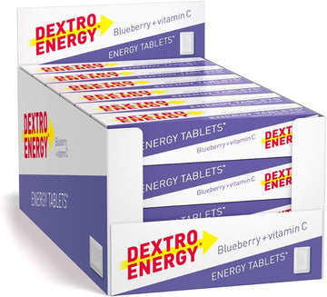 Dextro Energy Blueberry Tablets Fast Acting Carbohydrates For A Quick Burst Of Glucose With Vitamin C For Reduction Of Tiredness And Fatigue Vegan 47G (Pack Of 24)