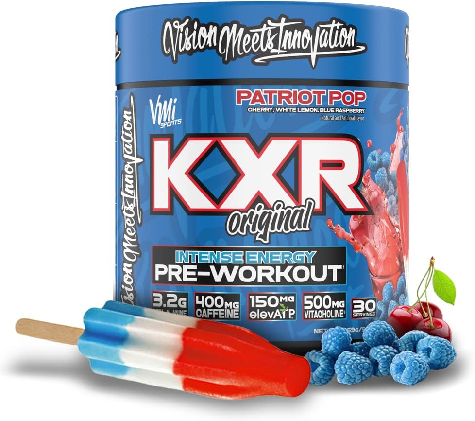 VMI Sports K-XR Pre-Workout Supplement for Intense Energy, Patriot Pop