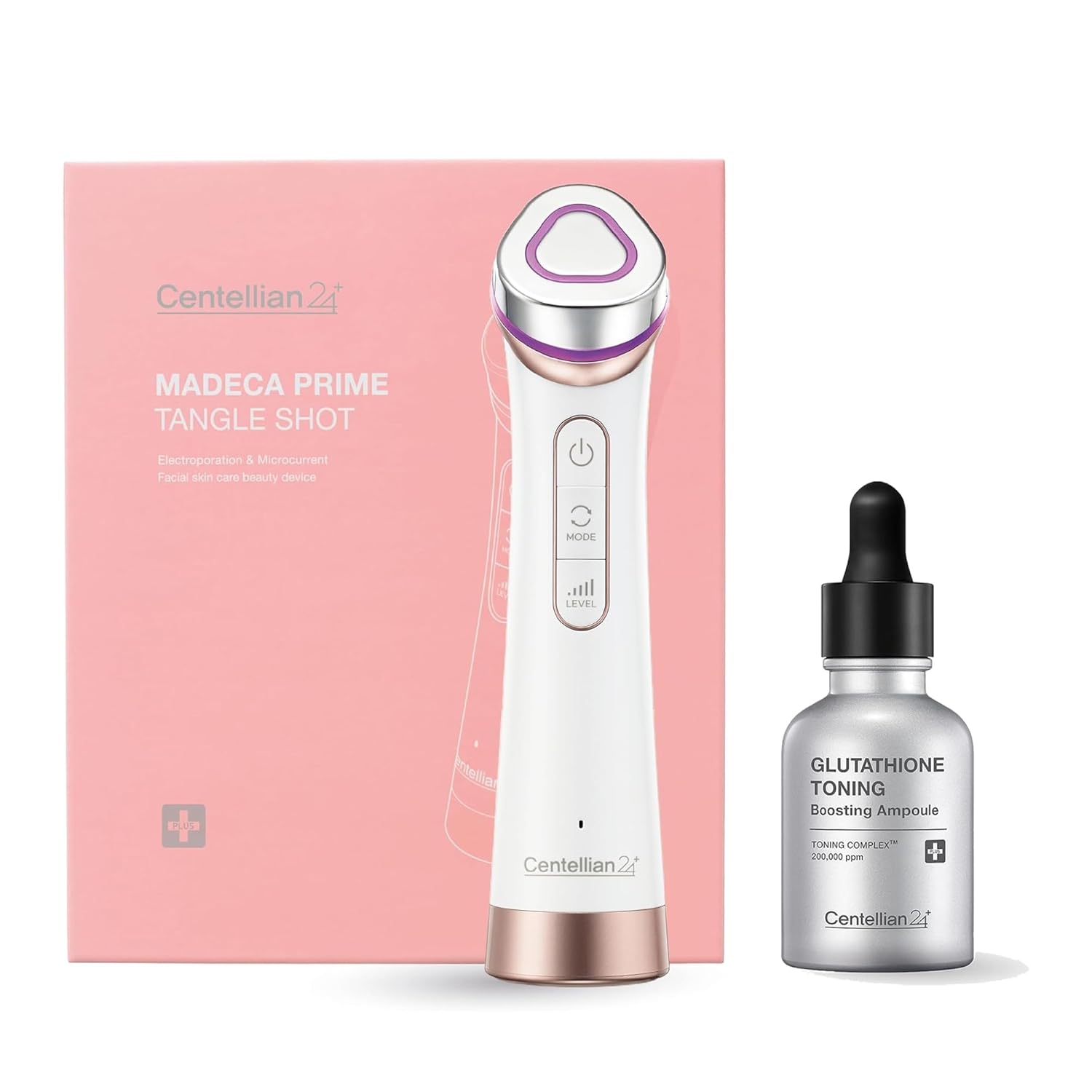 Centellian 24 Prime Facial Toning Device (Tangle Shot) - 2-In-1 Microcurrent + Glutathione Toning Boosting Ampoule (1.01Fl Oz) - Even Skin Tone With Glutathione & Niacinamide, Korean Skin Care