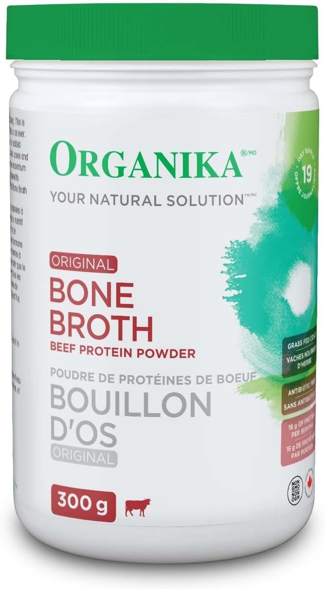 Organika Beef Bone Broth Powder- Grass-Fed And Pasture Raised Cows- Keto Friendly, High Protein And Mineral Content- 300G