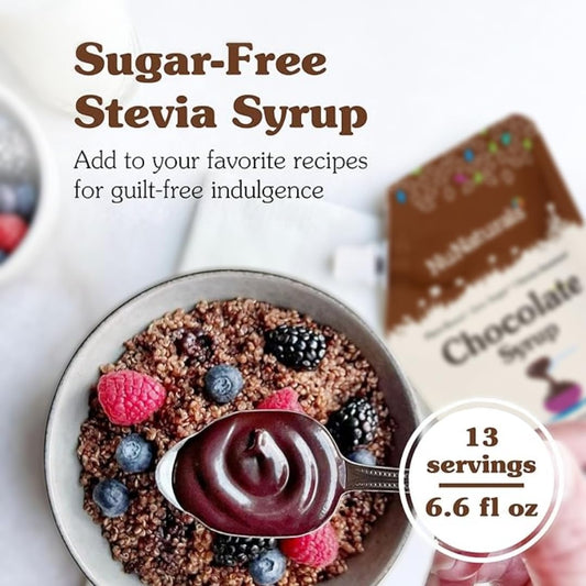 Nunaturals Stevia Syrup, Sugar-Free Sweetener, Plant-Based Sugar Substitute, Zero Calorie, Sugar-Free Syrup, Chocolate, 6.6Oz (3-Pack)