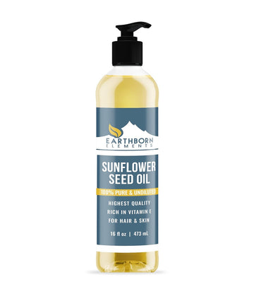 Earthborn Elements Sunflower Seed Oil (16 Fl Oz) Premium Grade & Purity, High In Vitamins, Minerals & Fatty Acids