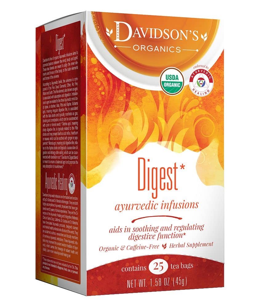 Davidson'S Organics, Ayurvedic Infusions, Digest, 25-Count Tea Bags, Pack Of 6