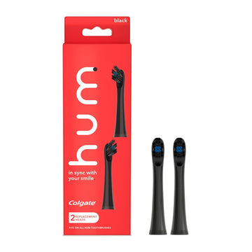 Colgate Hum Connected Smart Electric Toothbrush Refill Head, Black, 2 Pack