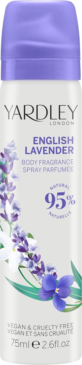 Yardley London English Lavender Body Spray, Floral Body Spray For Women With Notes Of Geranuim And Jasmine, Lavender Body Mist For Women 75Ml